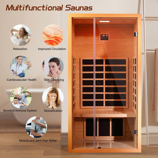 1-Person Extendable Far Infrared Sauna – Hemlock Wood
