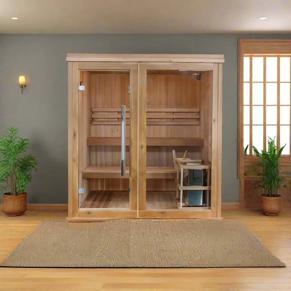 Charleston 4-Person Indoor Traditional Sauna – Double Bench