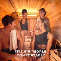 Lennon 4-6 Person Traditional Cedar Outdoor Cube Sauna with Porch, Electric Sauna Heater, Sauna Rocks, Dry Heat, Steam Sauna, LED Lights, Wi-Fi Control, Sauna Accessories — product view 10