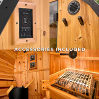 Lennon 4-6 Person Traditional Cedar Outdoor Cube Sauna with Porch, Electric Sauna Heater, Sauna Rocks, Dry Heat, Steam Sauna, LED Lights, Wi-Fi Control, Sauna Accessories — product view 13