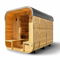 Lennon 4-6 Person Traditional Cedar Outdoor Cube Sauna with Porch, Electric Sauna Heater, Sauna Rocks, Dry Heat, Steam Sauna, LED Lights, Wi-Fi Control, Sauna Accessories — product view 5