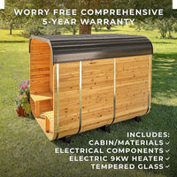 Lennon 4-6 Person Traditional Cedar Outdoor Cube Sauna with Porch, Electric Sauna Heater, Sauna Rocks, Dry Heat, Steam Sauna, LED Lights, Wi-Fi Control, Sauna Accessories — product view 7