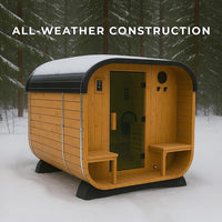 Lennon 4-6 Person Traditional Cedar Outdoor Cube Sauna with Porch, Electric Sauna Heater, Sauna Rocks, Dry Heat, Steam Sauna, LED Lights, Wi-Fi Control, Sauna Accessories — product view 8