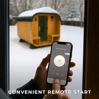 Lennon 4-6 Person Traditional Cedar Outdoor Cube Sauna with Porch, Electric Sauna Heater, Sauna Rocks, Dry Heat, Steam Sauna, LED Lights, Wi-Fi Control, Sauna Accessories — product view 9