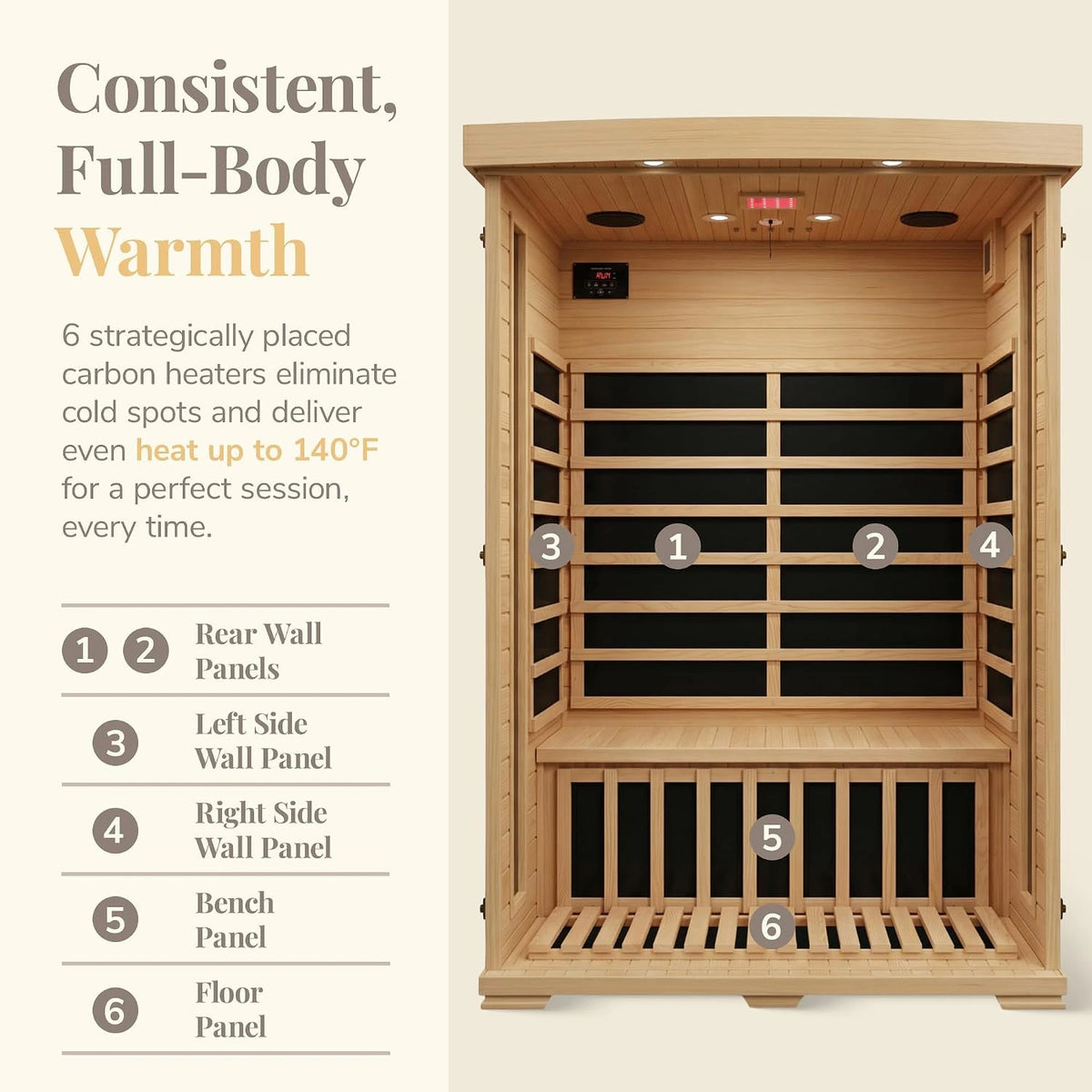 Coronado 2-Person Hemlock Deluxe Infrared Sauna for Home Use — product view 2