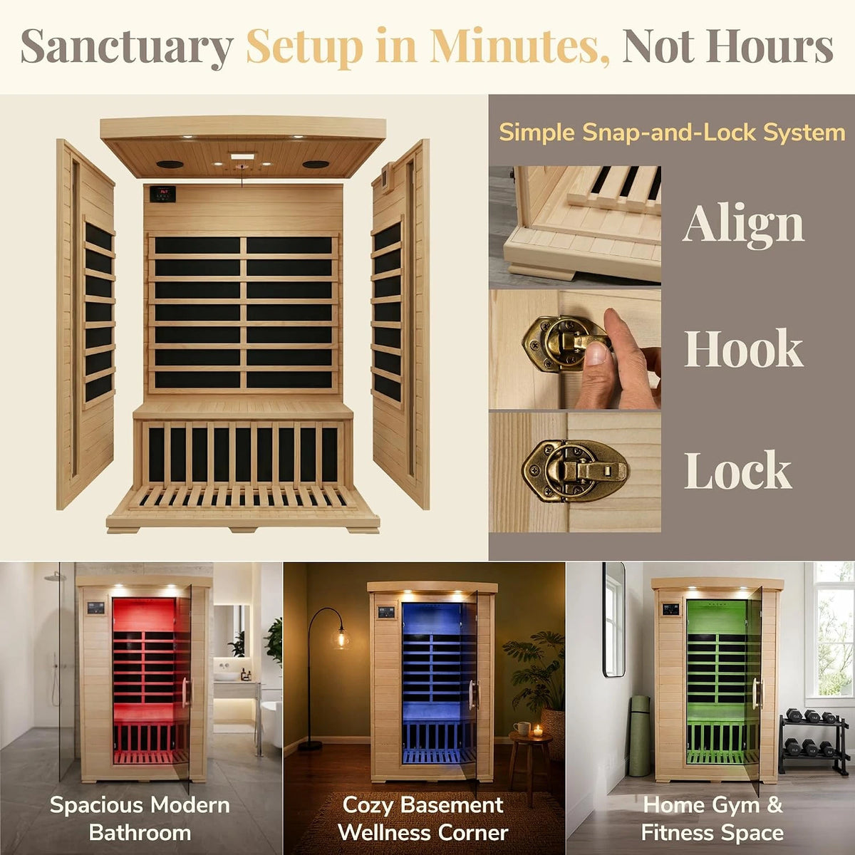 Coronado 2-Person Hemlock Deluxe Infrared Sauna for Home Use — product view 4