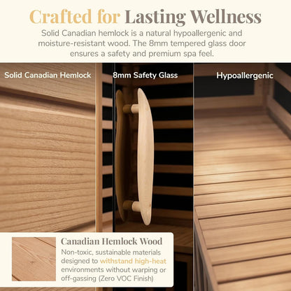 Coronado 2-Person Hemlock Deluxe Infrared Sauna for Home Use — product view 5