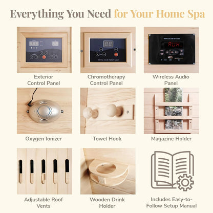 Coronado 2-Person Hemlock Deluxe Infrared Sauna for Home Use — product view 6