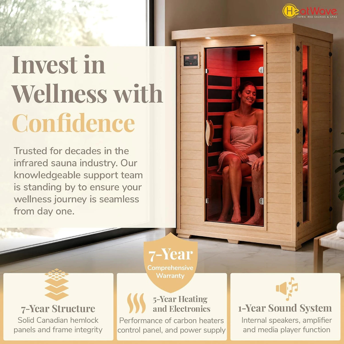 Coronado 2-Person Hemlock Deluxe Infrared Sauna for Home Use — product view 7