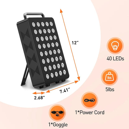 Red Light Therapy Panel 5 Wavelength 40 Dual Chip Leds Black — product view 7