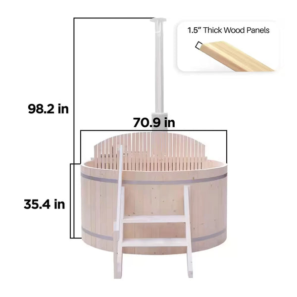 Wood-Fired 4–5 Person Hot Tub & Ice Bath – Pine with Internal Stove